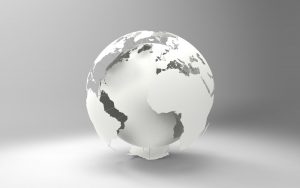 White sculpture of globe